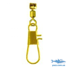 Вертюг с карабином Fishing ROI Gold Color Head Swivel With Interlock Snap
